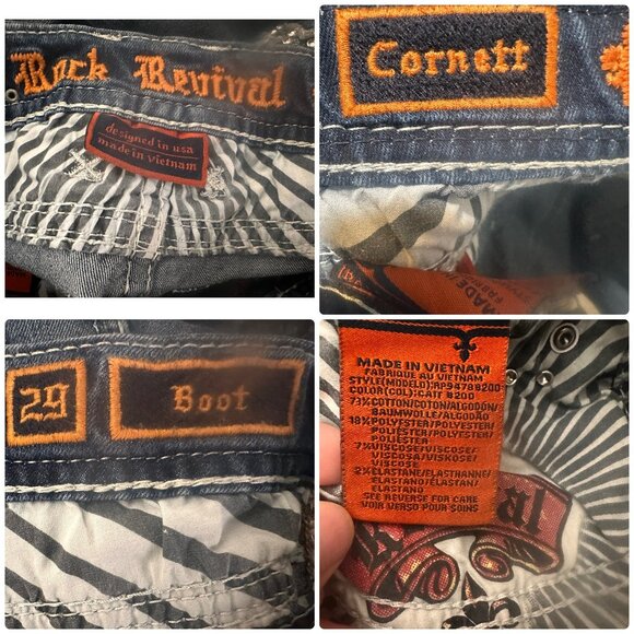 Rock Revival Cornett Bootcut Jean Women 29 Blue Flare Mid Rise Y2K Western Chore - Picture 4 of 16